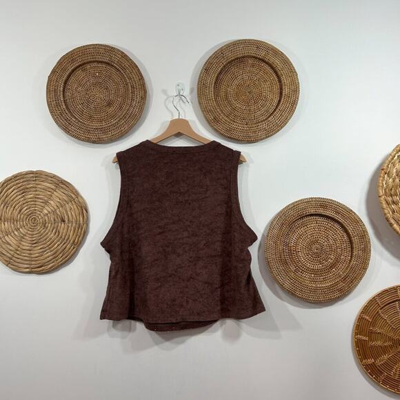 ASOS Curve Neutral Brown Terry Cloth Cropped Tank Top Crop Top Plus Size 20 - Picture 2 of 5